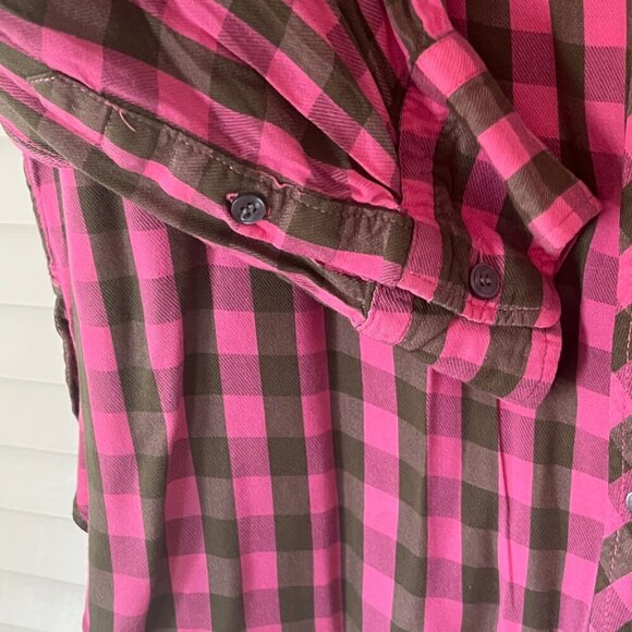 Talbots buttondown XL plaid pink green check - Picture 3 of 7